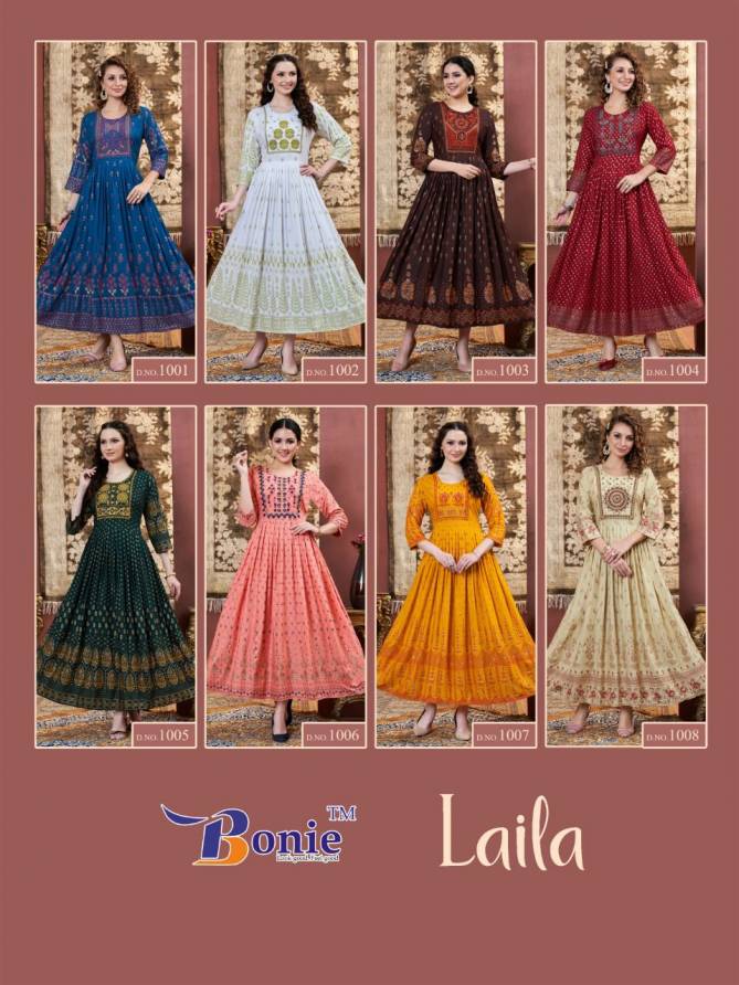 Bonie Lalila Rayon Printed Fancy Festival Wear Anarkali Long Kurti Collection